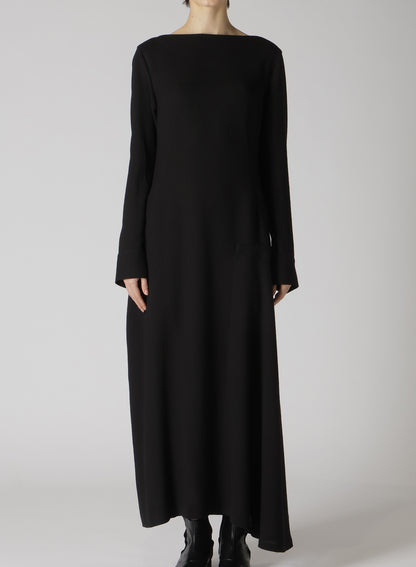 W/RY GAUZE WASHER COLLARLESS DRESS