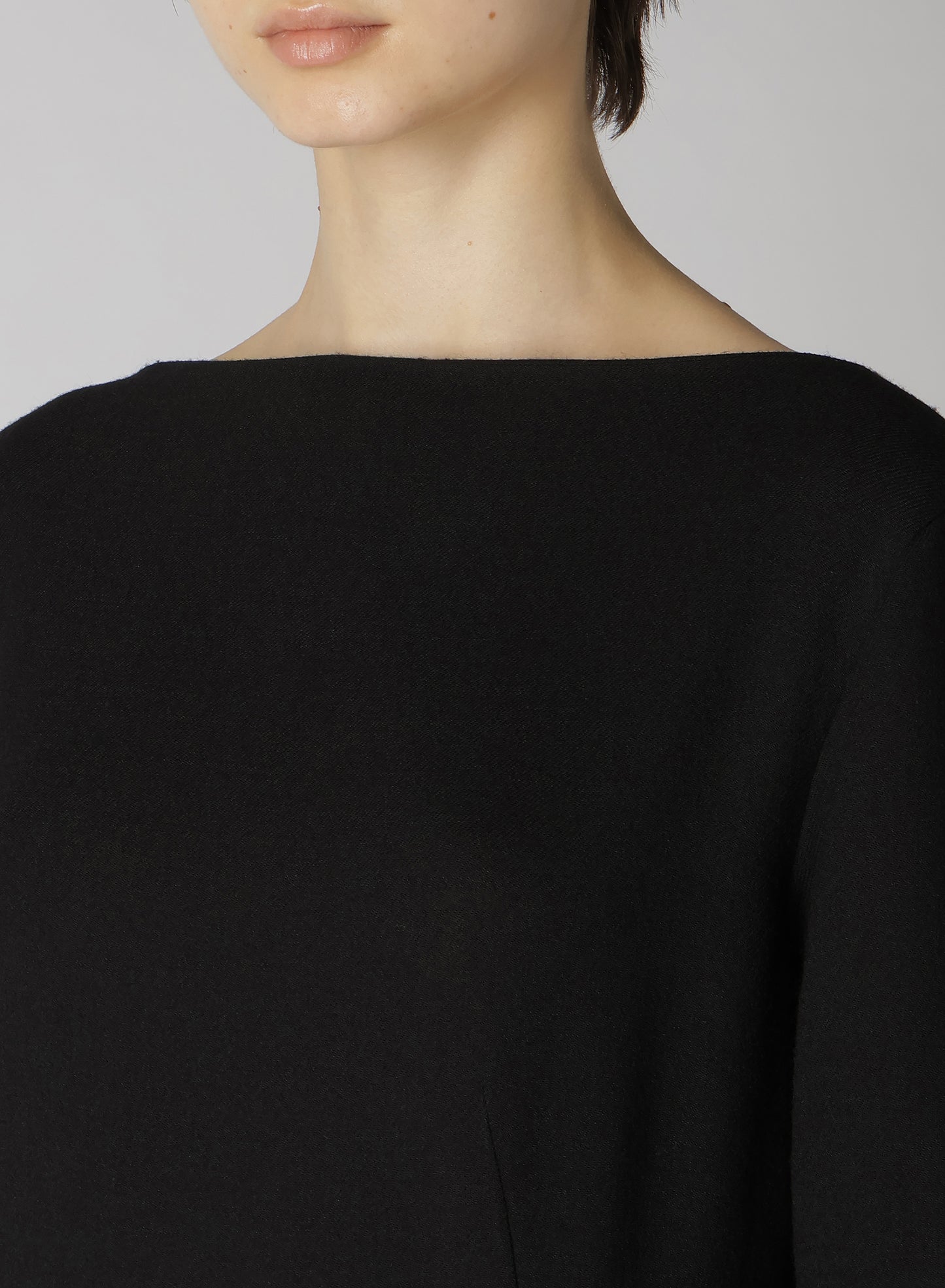 W/RY GAUZE WASHER COLLARLESS DRESS