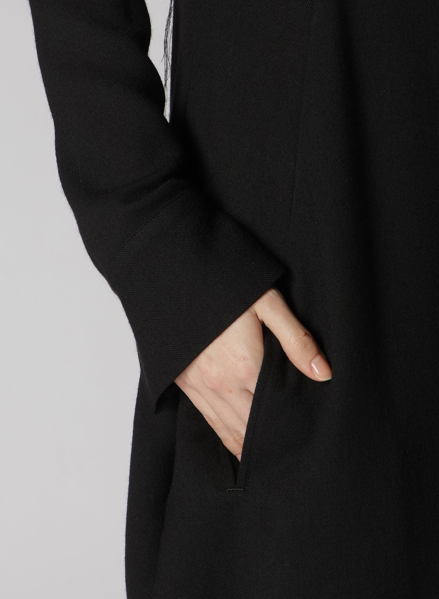 W/RY GAUZE WASHER COLLARLESS DRESS