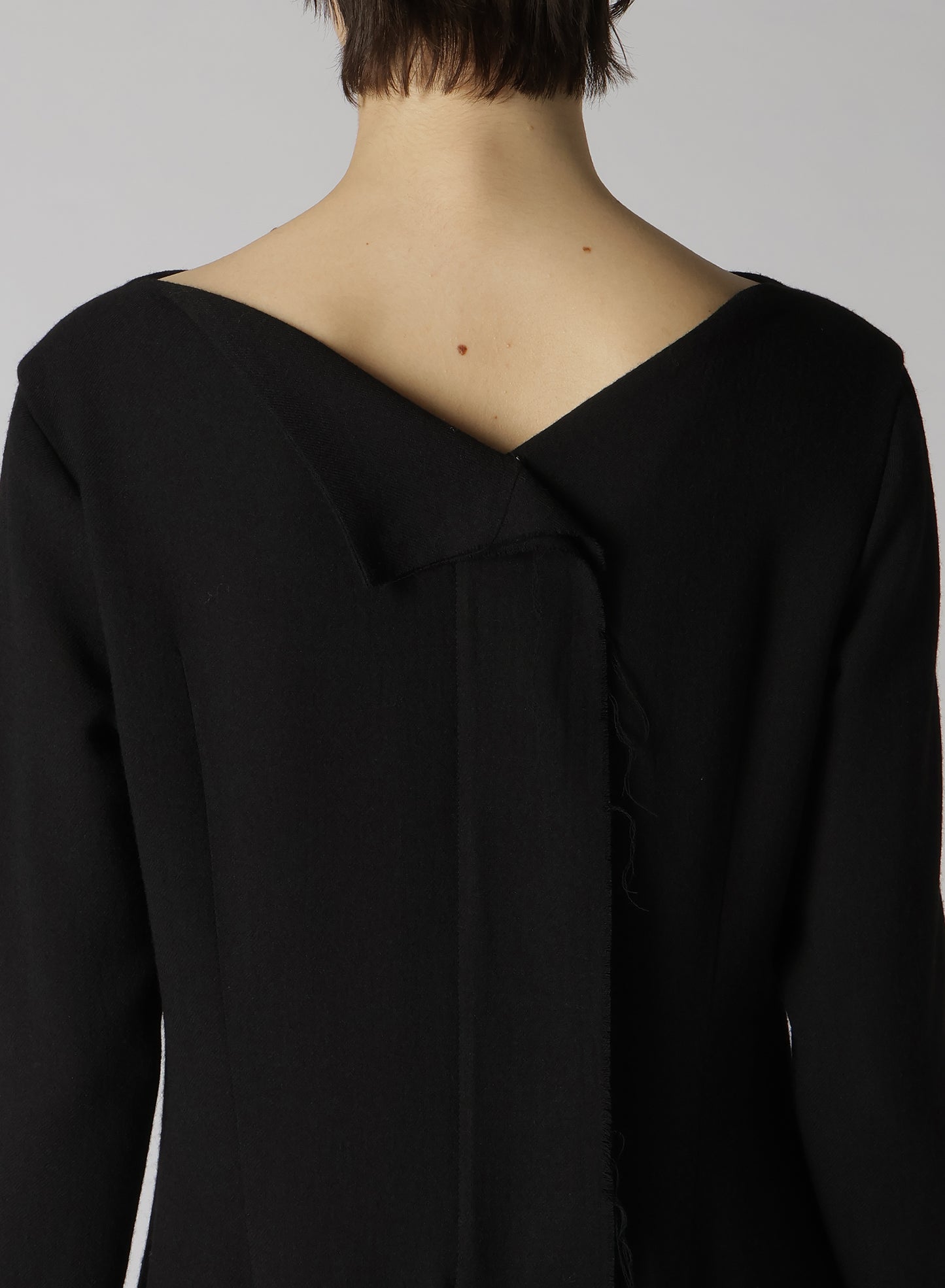 W/RY GAUZE WASHER COLLARLESS DRESS