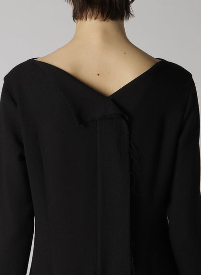 W/RY GAUZE WASHER COLLARLESS DRESS