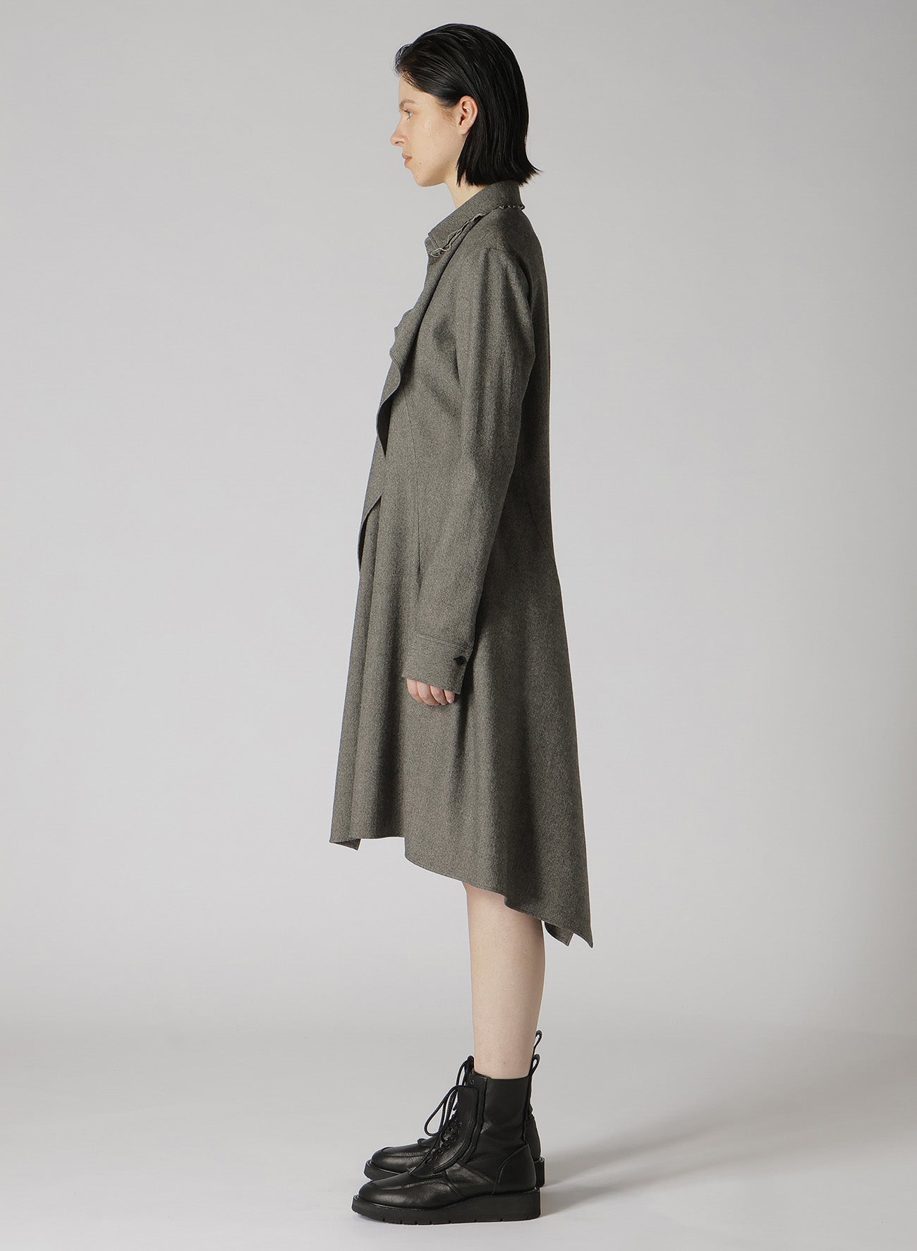 W/ MINI HERRINGBONE DRAPE SHIRT DRESS