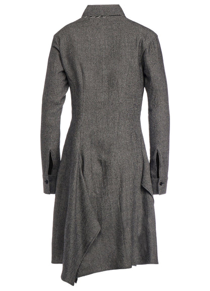 W/ MINI HERRINGBONE DRAPE SHIRT DRESS