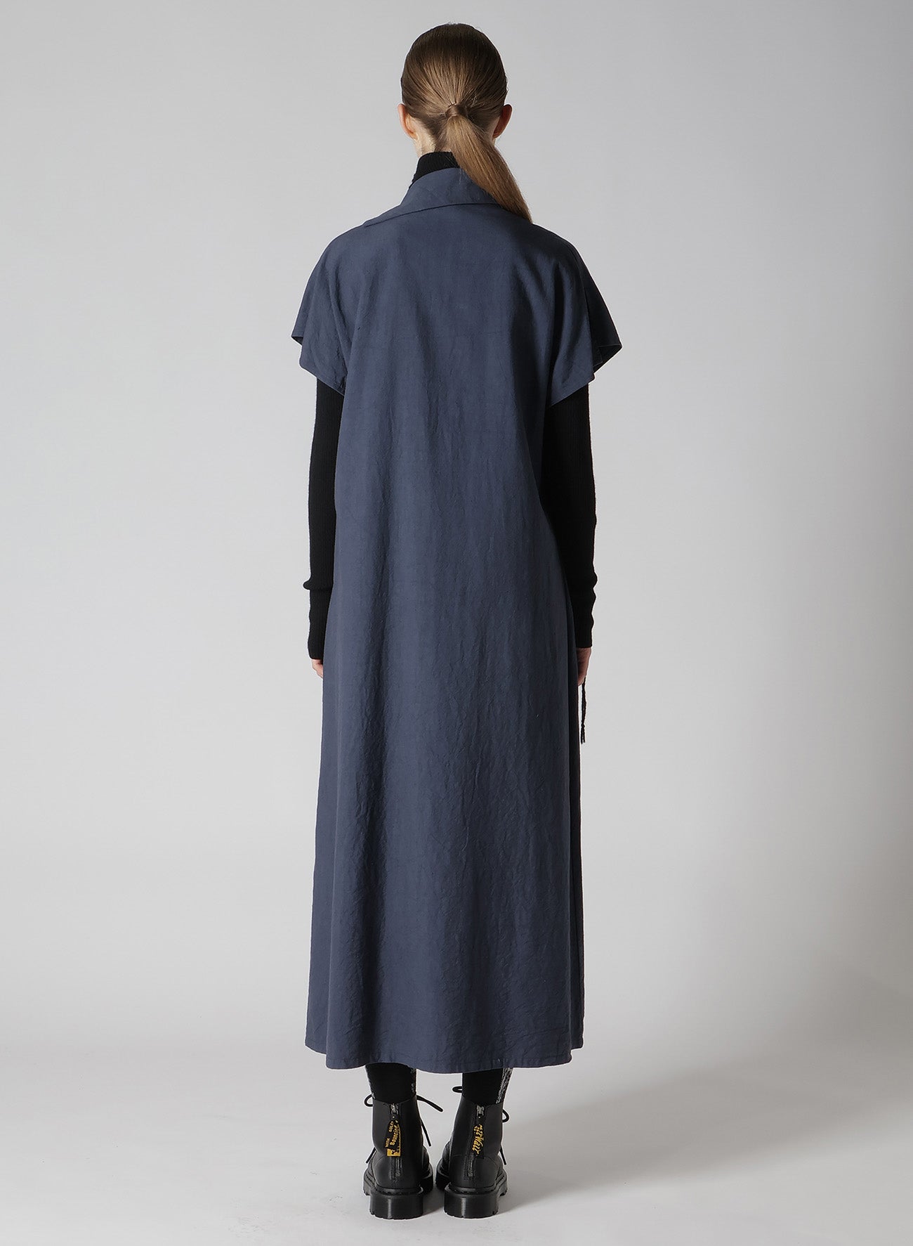 TWILL GARMENT WASH FRENCH SLEEVE DRESS