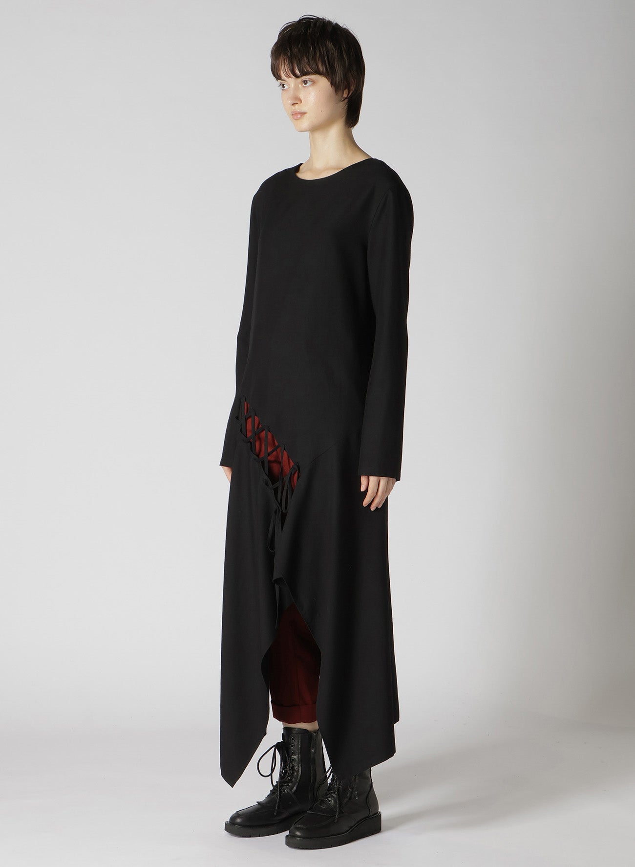 RY/W GABARDINE RIGHT SIDE LACE UP DRESS S