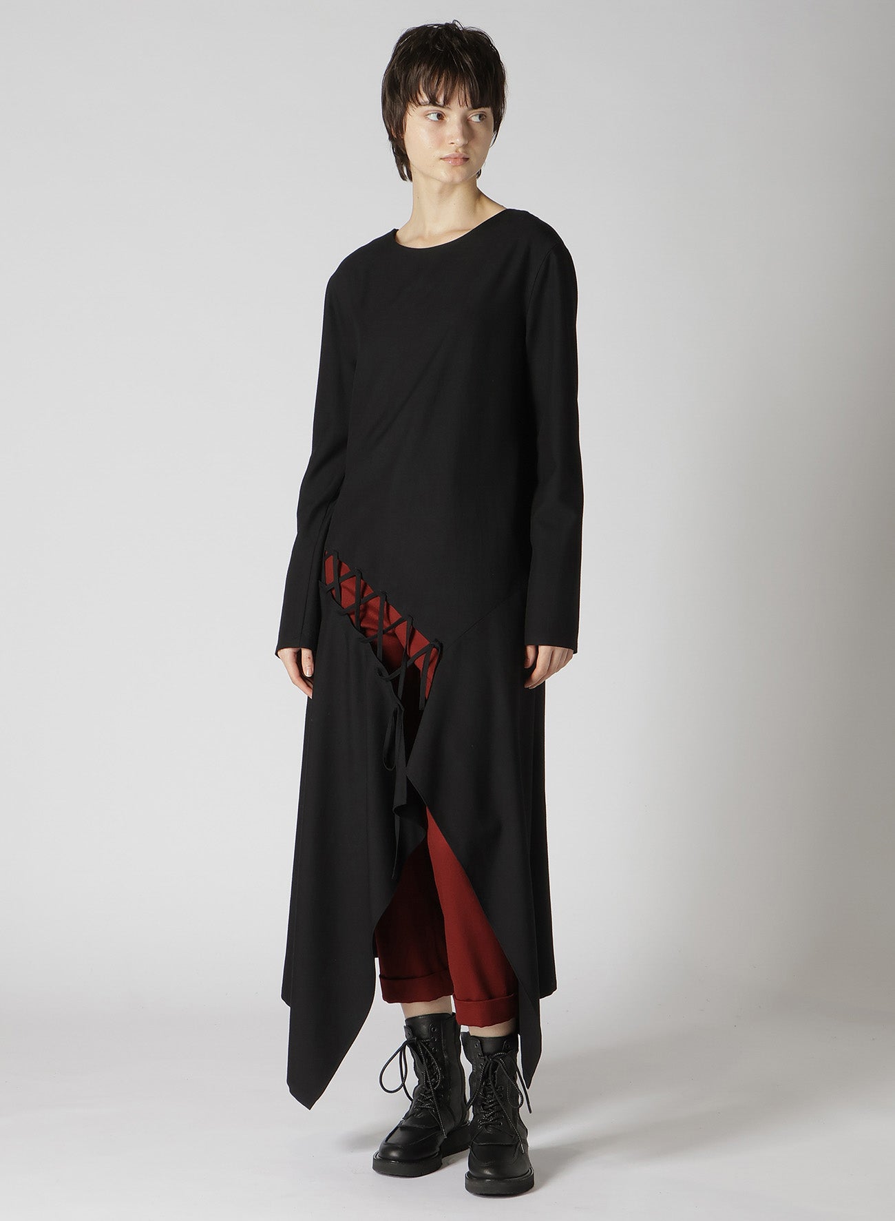 RY/W GABARDINE RIGHT SIDE LACE UP DRESS S RY/W GABARDINE RIGHT SIDE LACE UP DRESS S