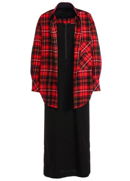 TARTAN CHECK DOUBLE LAYERED DRESS