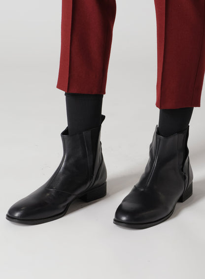 SEMI-GLOSS LEATHER SIDE GORE SHORT BOOTS