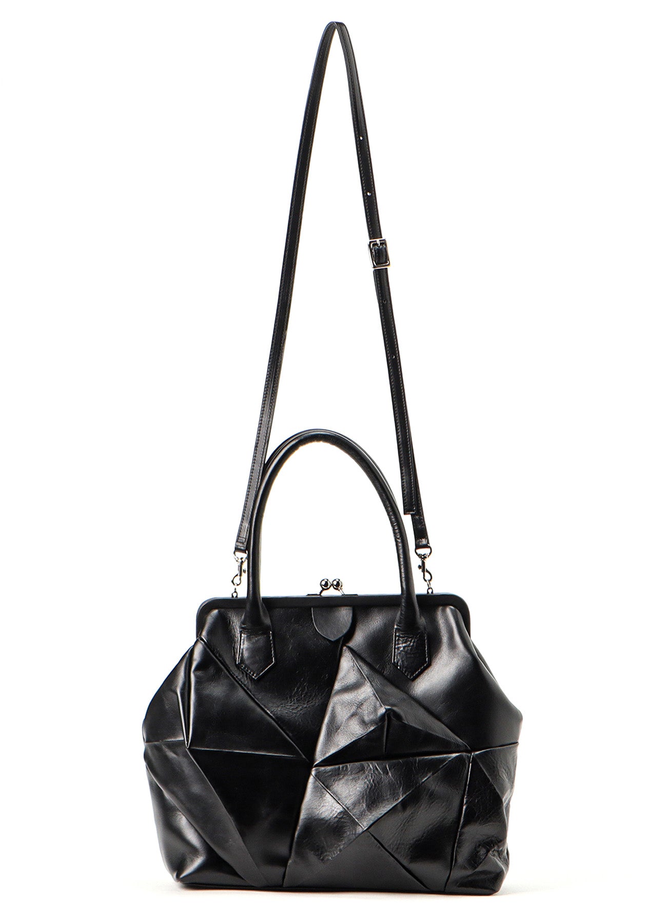 SEMI-GLOSS LEATHER3D BIG BAG W/ CLASP