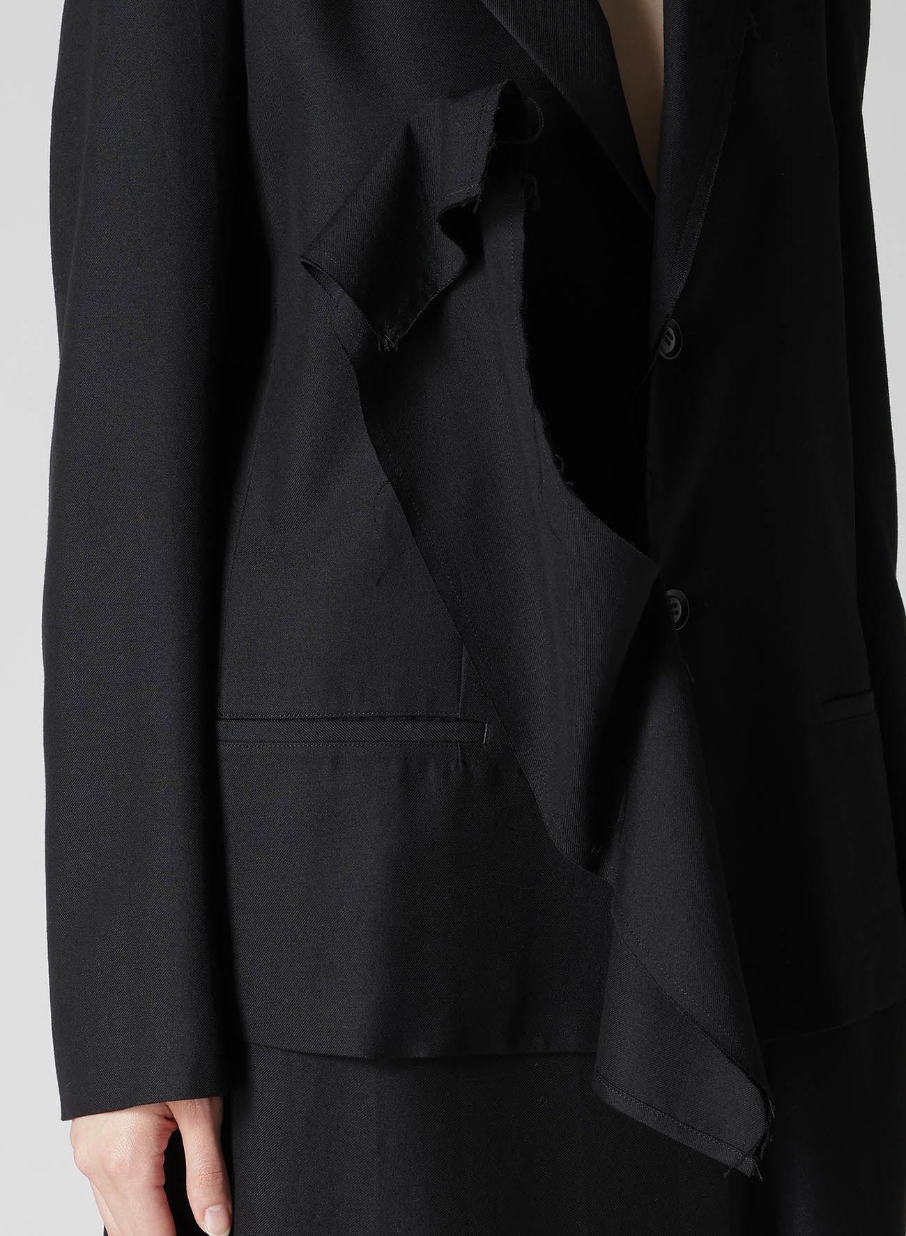 RY/W GABARDINE LEFT FRONT DRAPE JACKET