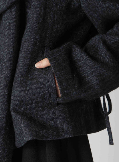 【10/4 12:00(JST) Release】LINEN/WOOL RAISED HERRINGBONE HOODIE JACKET