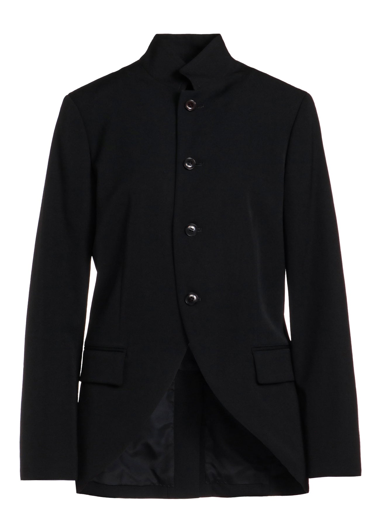 HIGH TWISTED WASHER WOOL GABARDINE STAND UP COLLAR JACKET