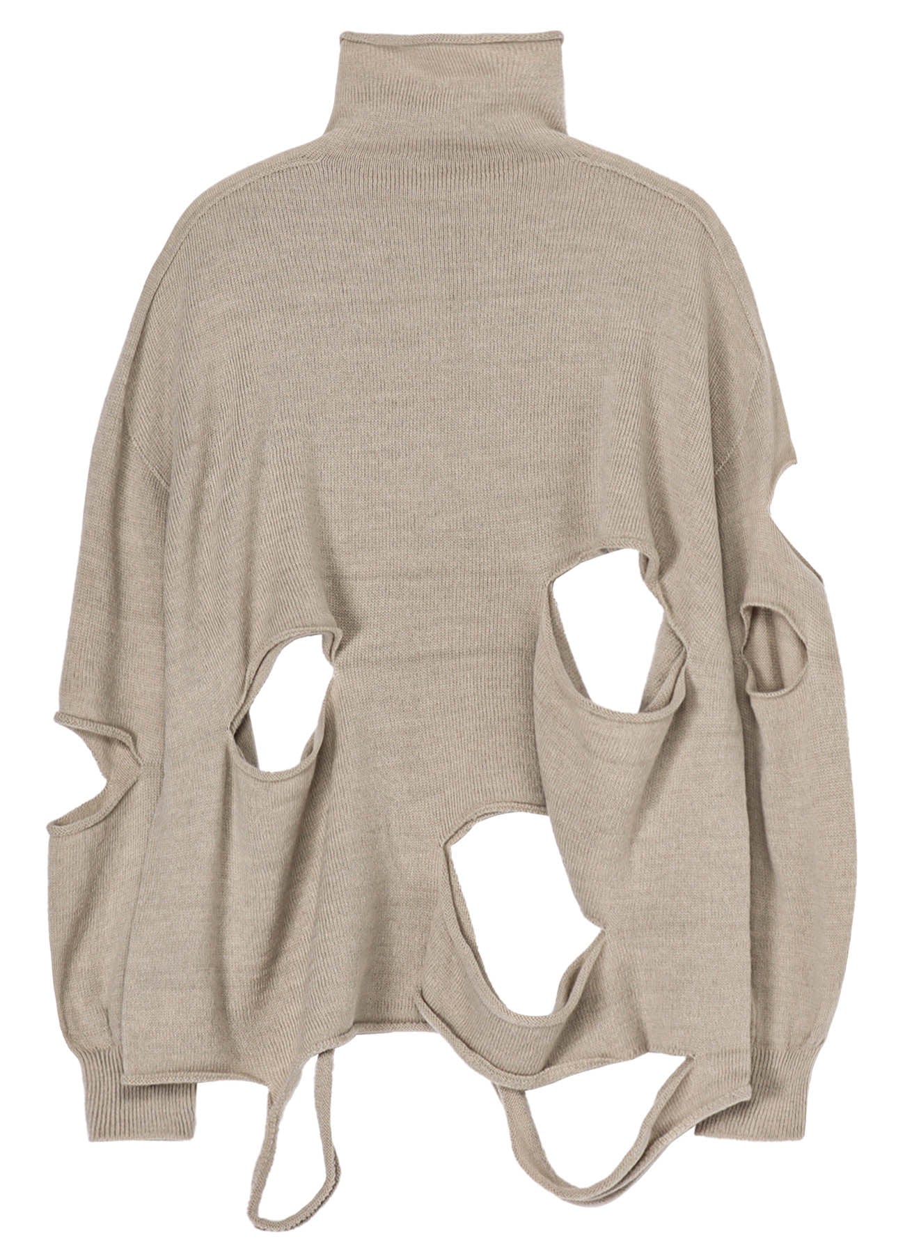 WOOL BLEND JERSEY HIGH NECK HOLED PULLOVER