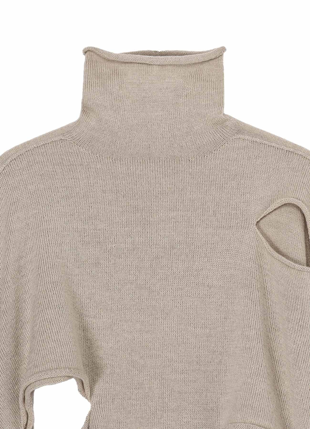 WOOL BLEND JERSEY HIGH NECK HOLED PULLOVER