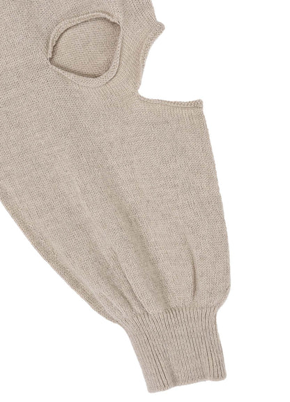 WOOL BLEND JERSEY HIGH NECK HOLED PULLOVER