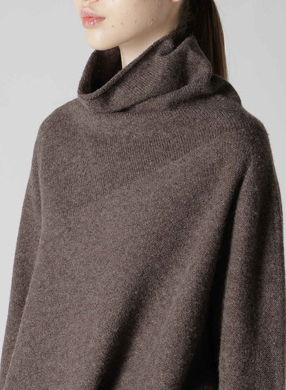 WOOL JERSEY DRAPE COLLAR PULLOVER