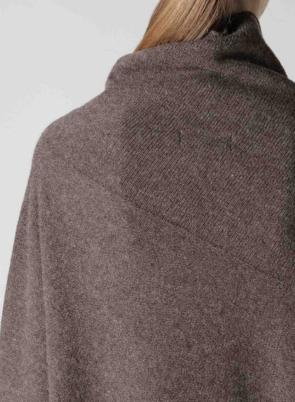 WOOL JERSEY DRAPE COLLAR PULLOVER