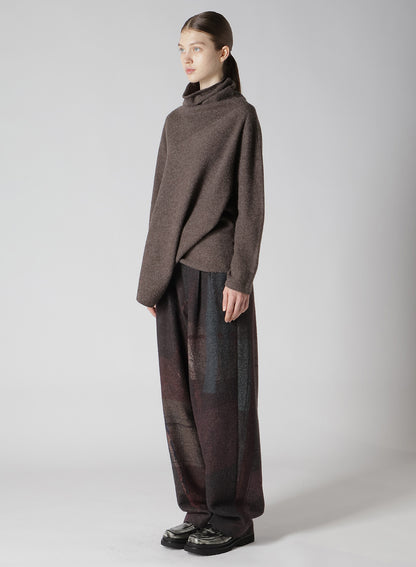 WOOL JERSEY DRAPE COLLAR PULLOVER