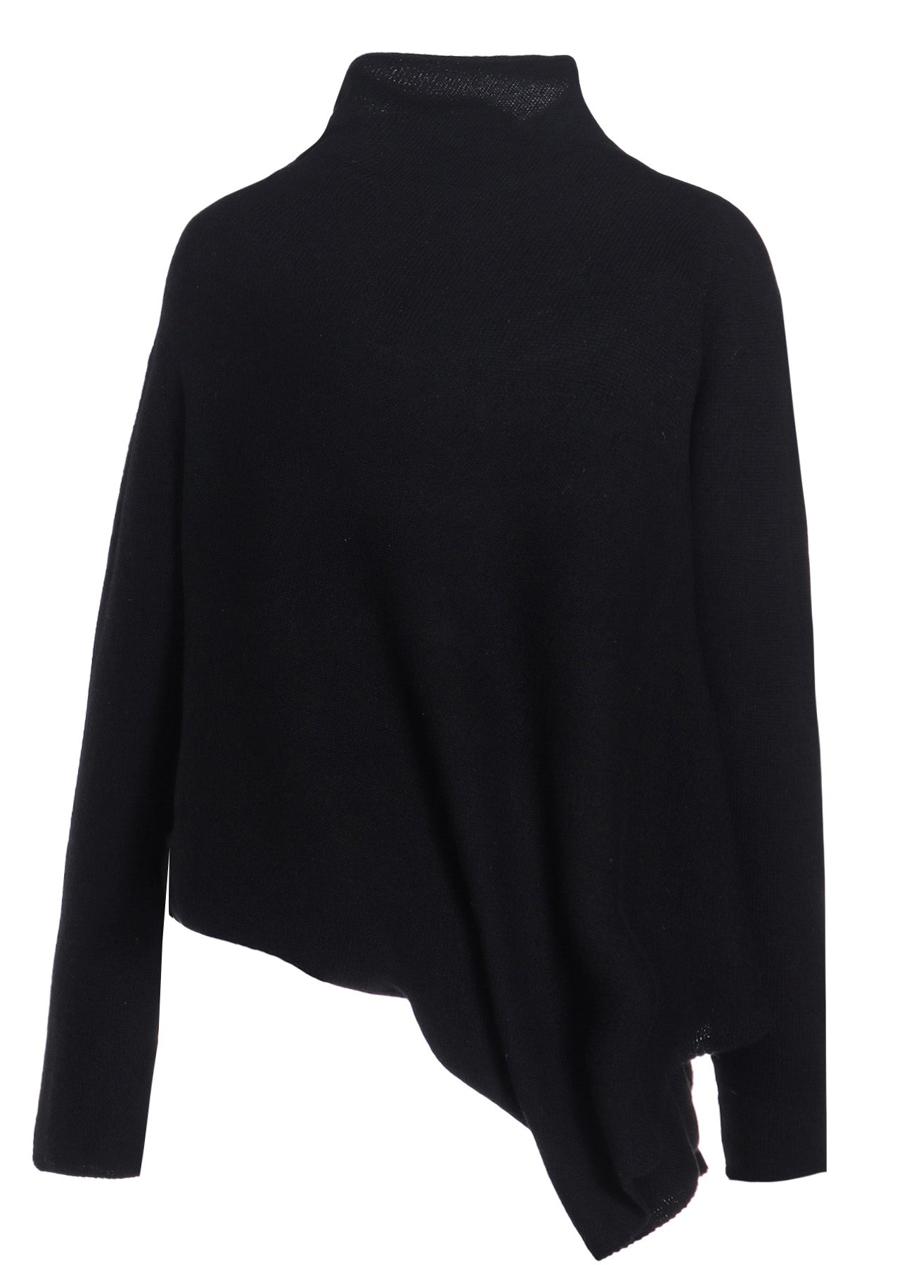 WOOL JERSEY DRAPE COLLAR PULLOVER