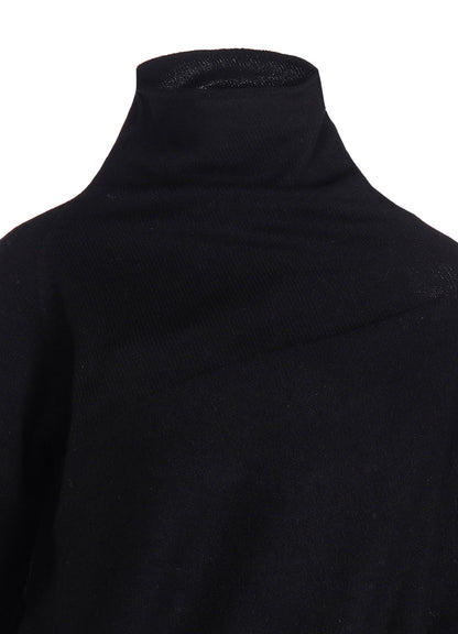 WOOL JERSEY DRAPE COLLAR PULLOVER