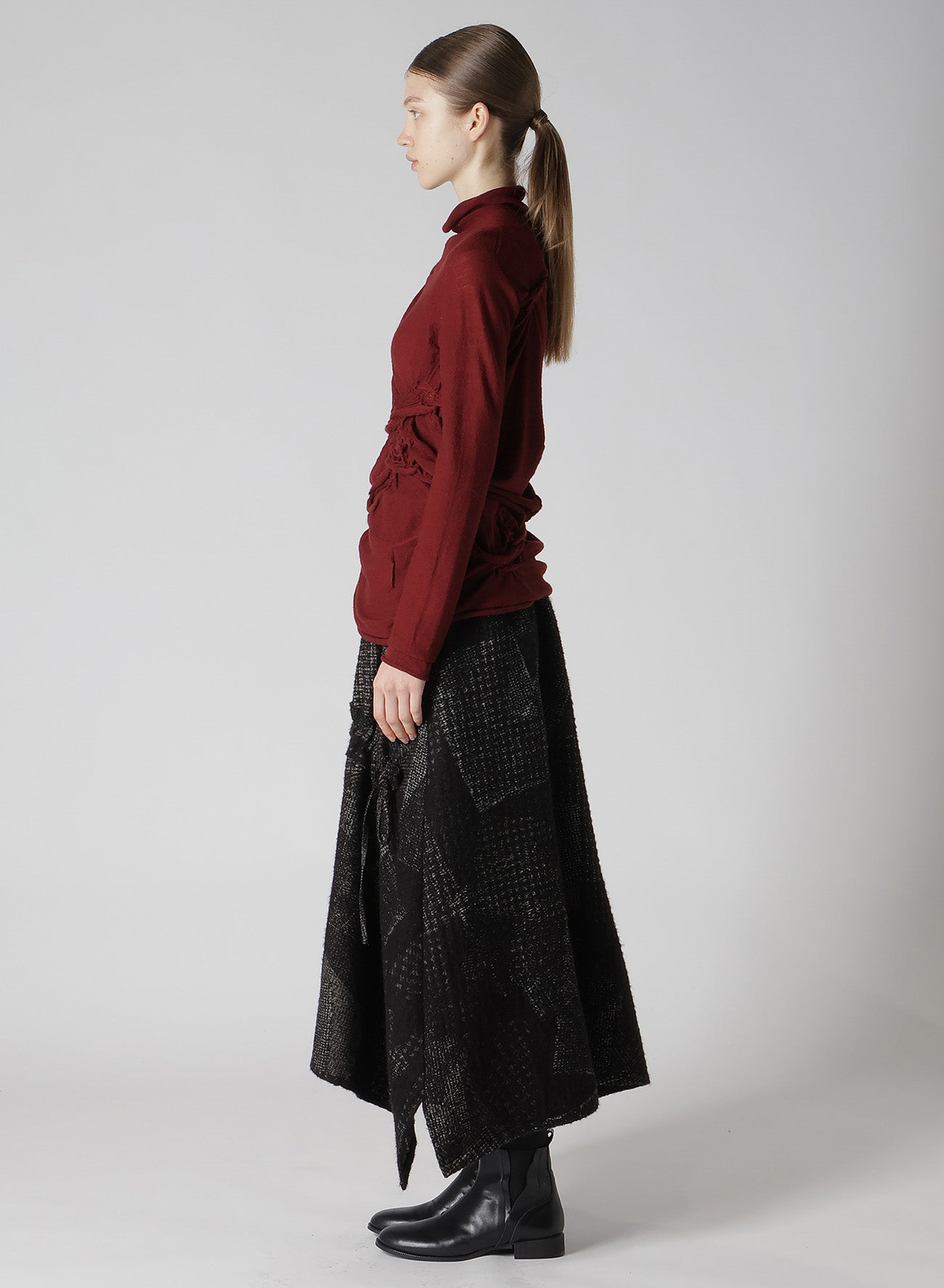 WOOL GATHERED HIGH NECK PULLOVER