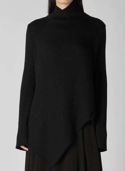 WOOL ASYMMETRIC RIB KNIT