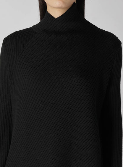 WOOL ASYMMETRIC RIB KNIT