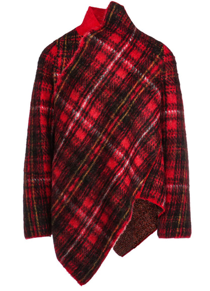 ASYMMETRIC TARTAN CHECK KNIT