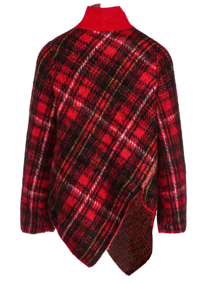 ASYMMETRIC TARTAN CHECK KNIT