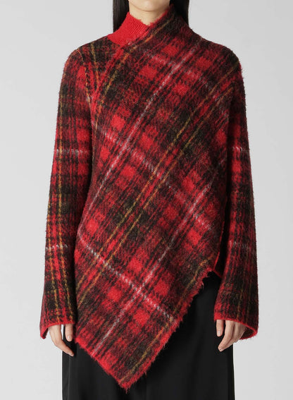 ASYMMETRIC TARTAN CHECK KNIT