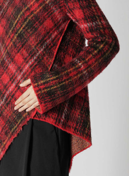 ASYMMETRIC TARTAN CHECK KNIT