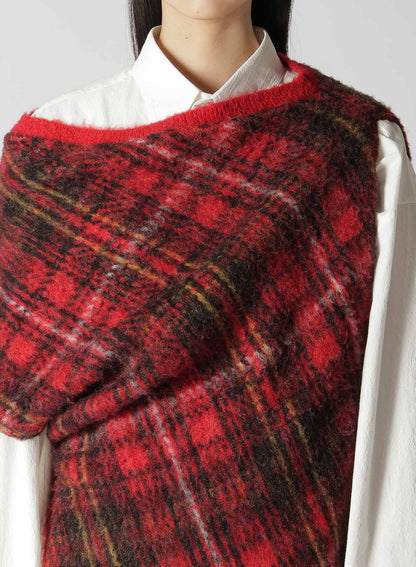 DECONSTRUCTED TARTAN CHECK KNIT VEST