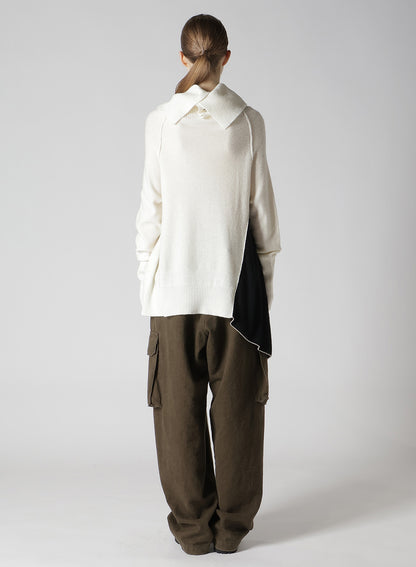 【11/1 12:00(JST) Release】REVERSE STITCHES OFF NECK SIDE DRAPE KNIT