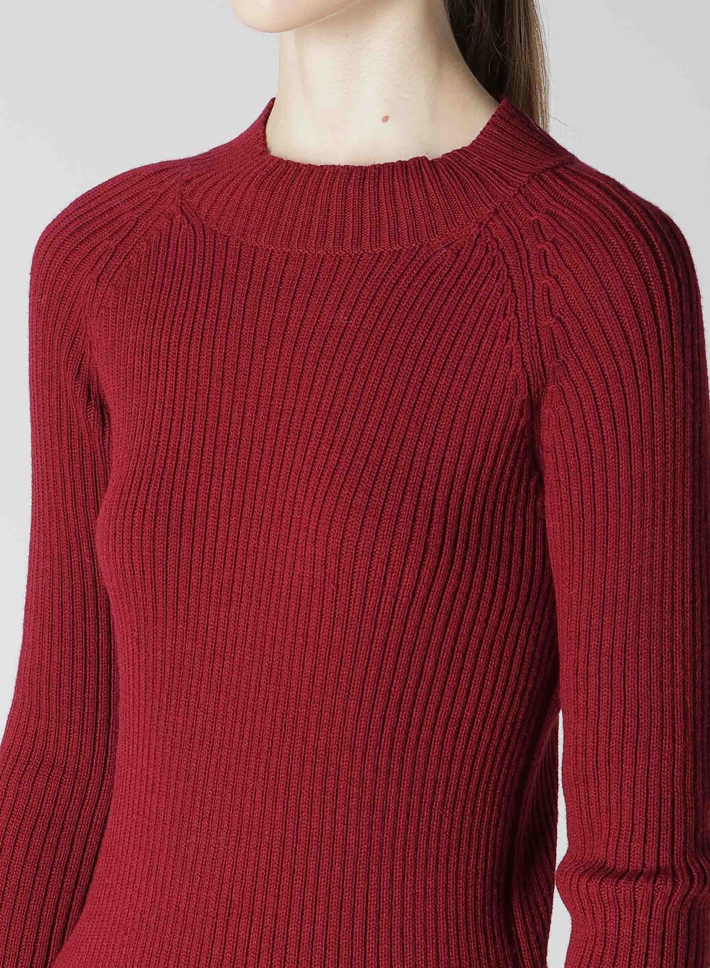 RIB MINI HIGH NECK RAGLAN PULLOVER