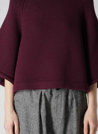 LAMB WOOL JERSEY ROLLED SLEEVE PULLOVER