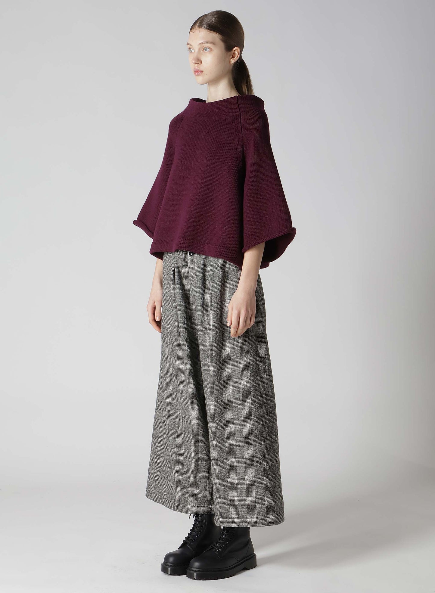 LAMB WOOL JERSEY ROLLED SLEEVE PULLOVER