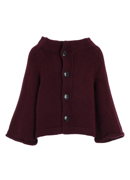 LAMB WOOL JERSEY ROLLED SLEEVE CARDIGAN