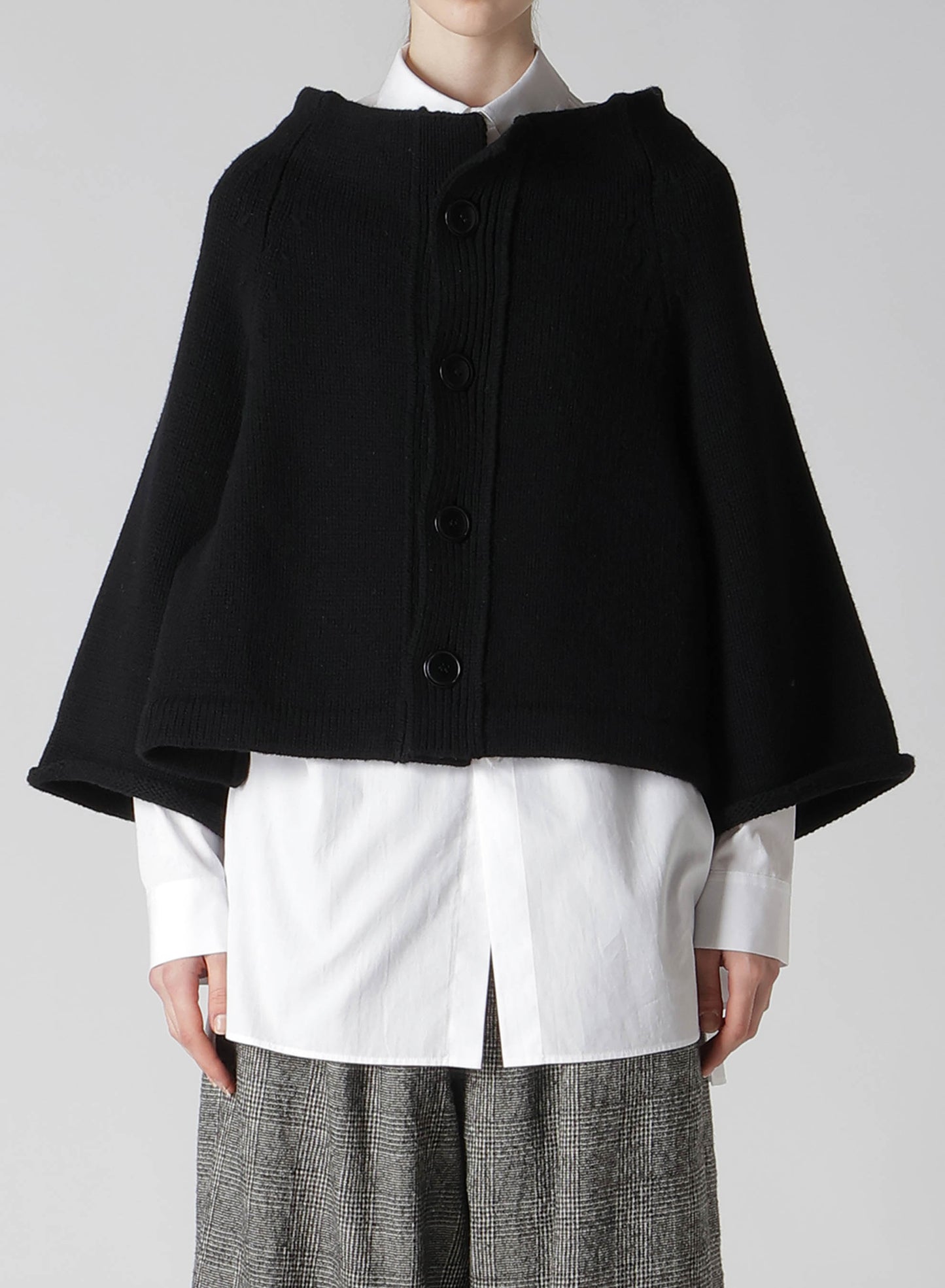 LAMB WOOL JERSEY ROLLED SLEEVE CARDIGAN