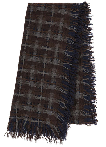 HOLED PLAID WOOL SCARF