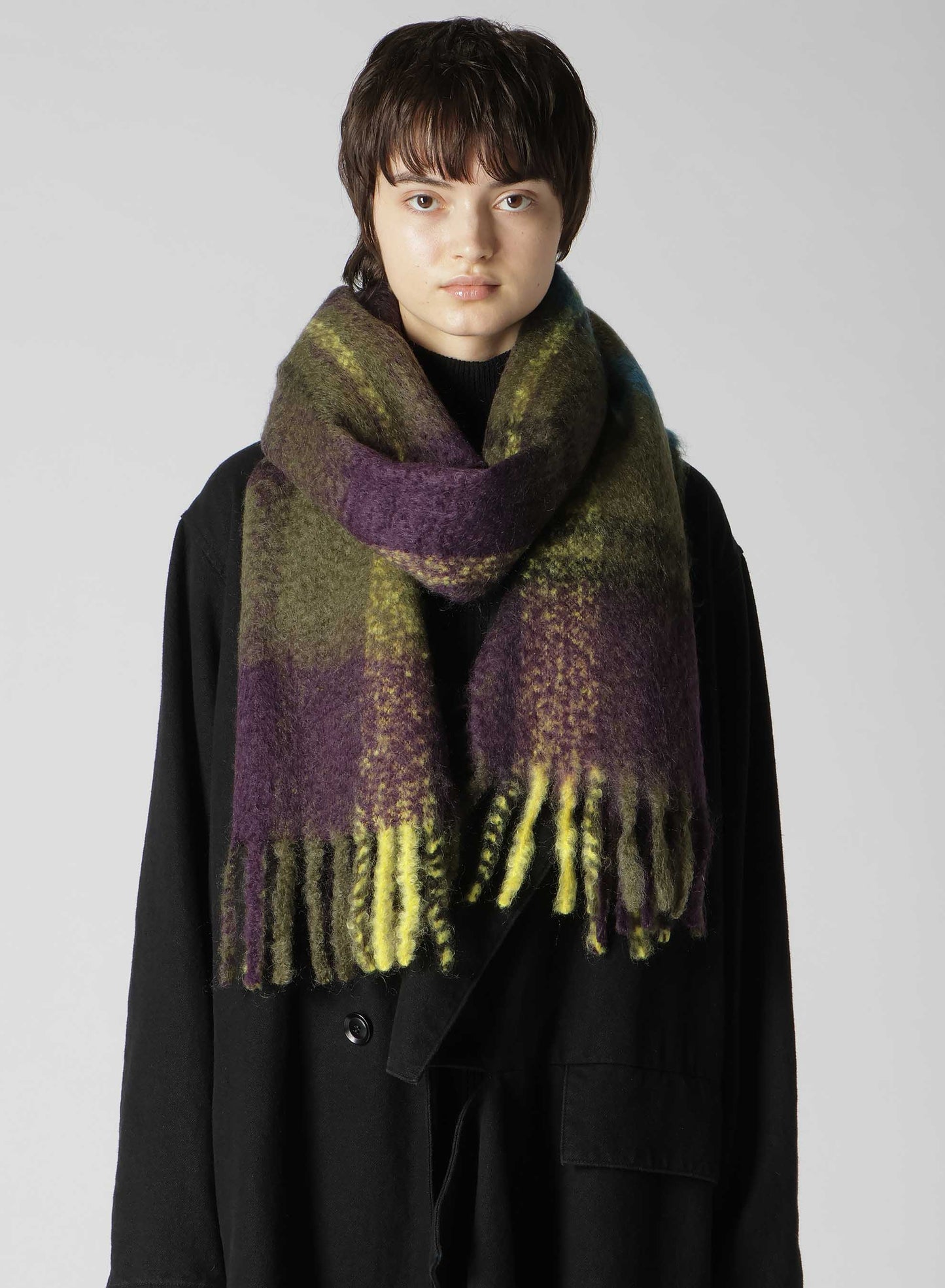 PLAID MOHAIR STOLE