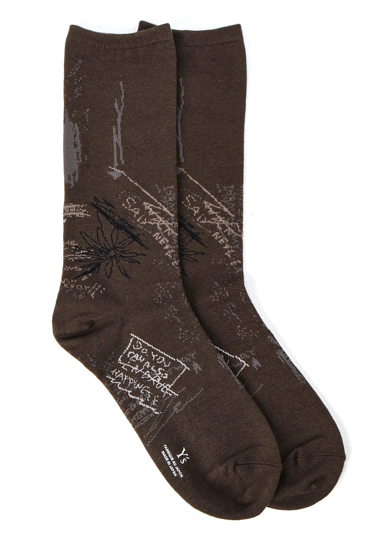 HAND DRAWING CHALK DESIGN JQ MIDDLE SOCKS