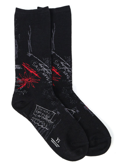 HAND DRAWING CHALK DESIGN JQ MIDDLE SOCKS