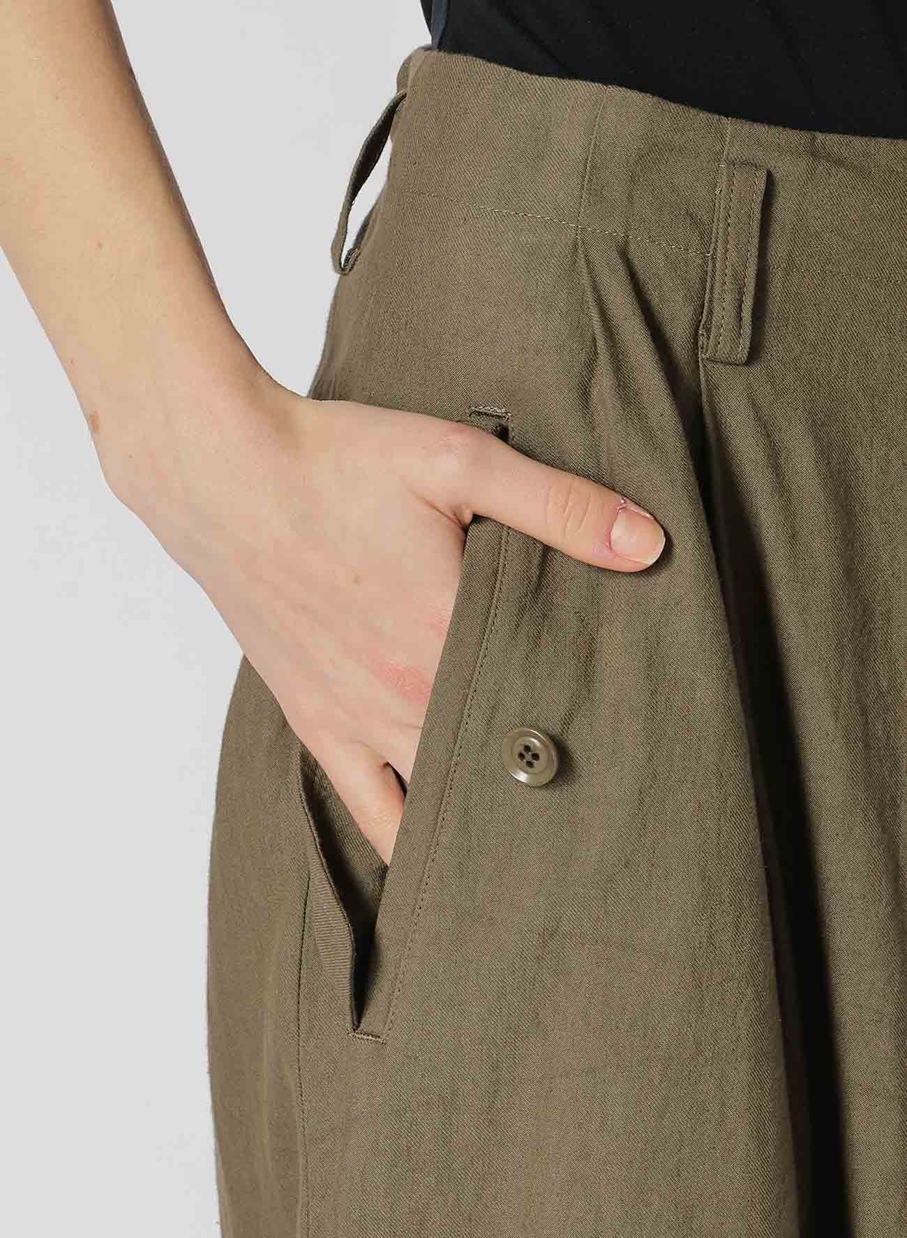 TWILL GARMENT WASH RIB SLEEVE PANTS