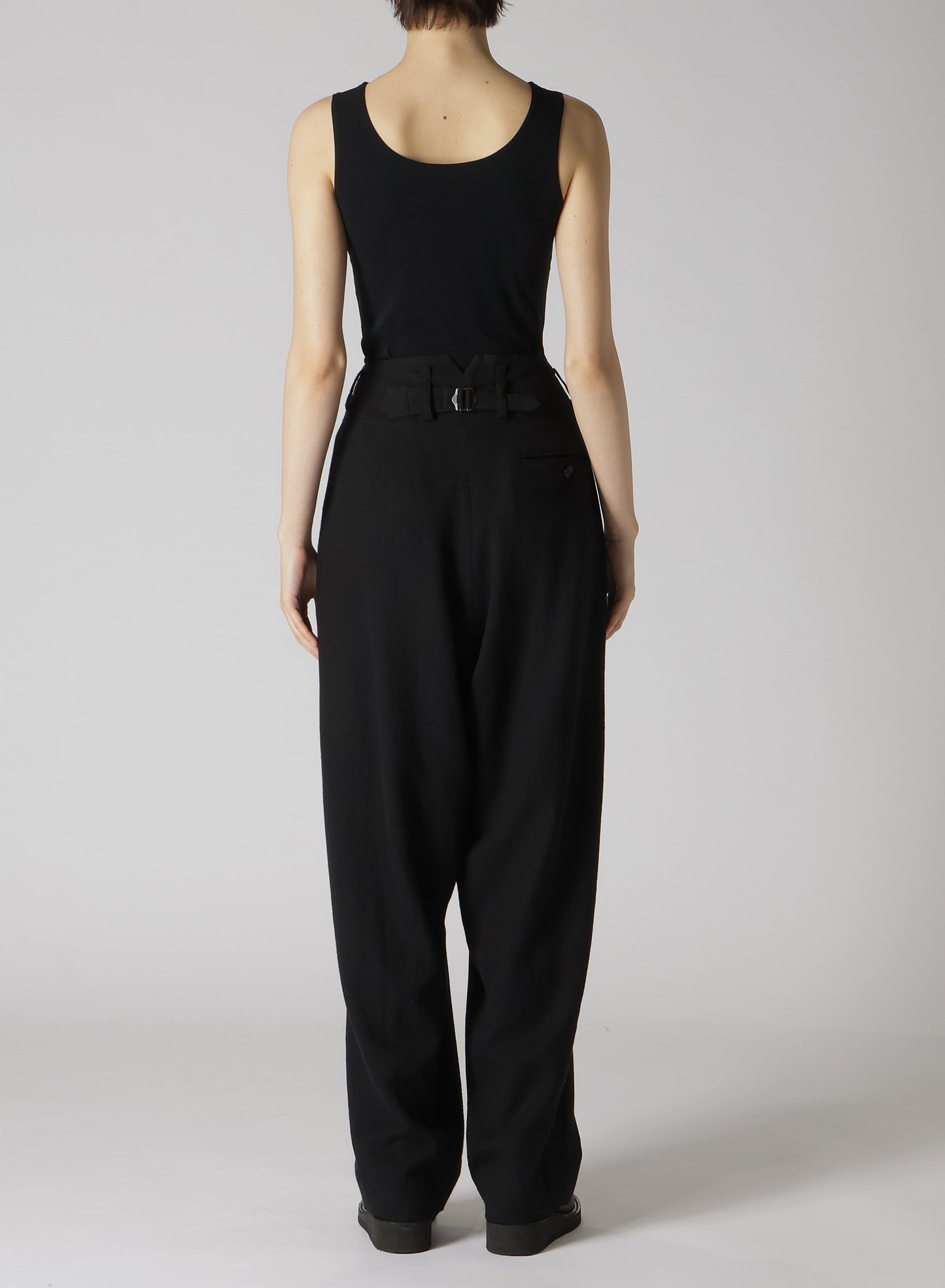 WOOL VIYELLA DOUBLE TUCK WIDE PANTS