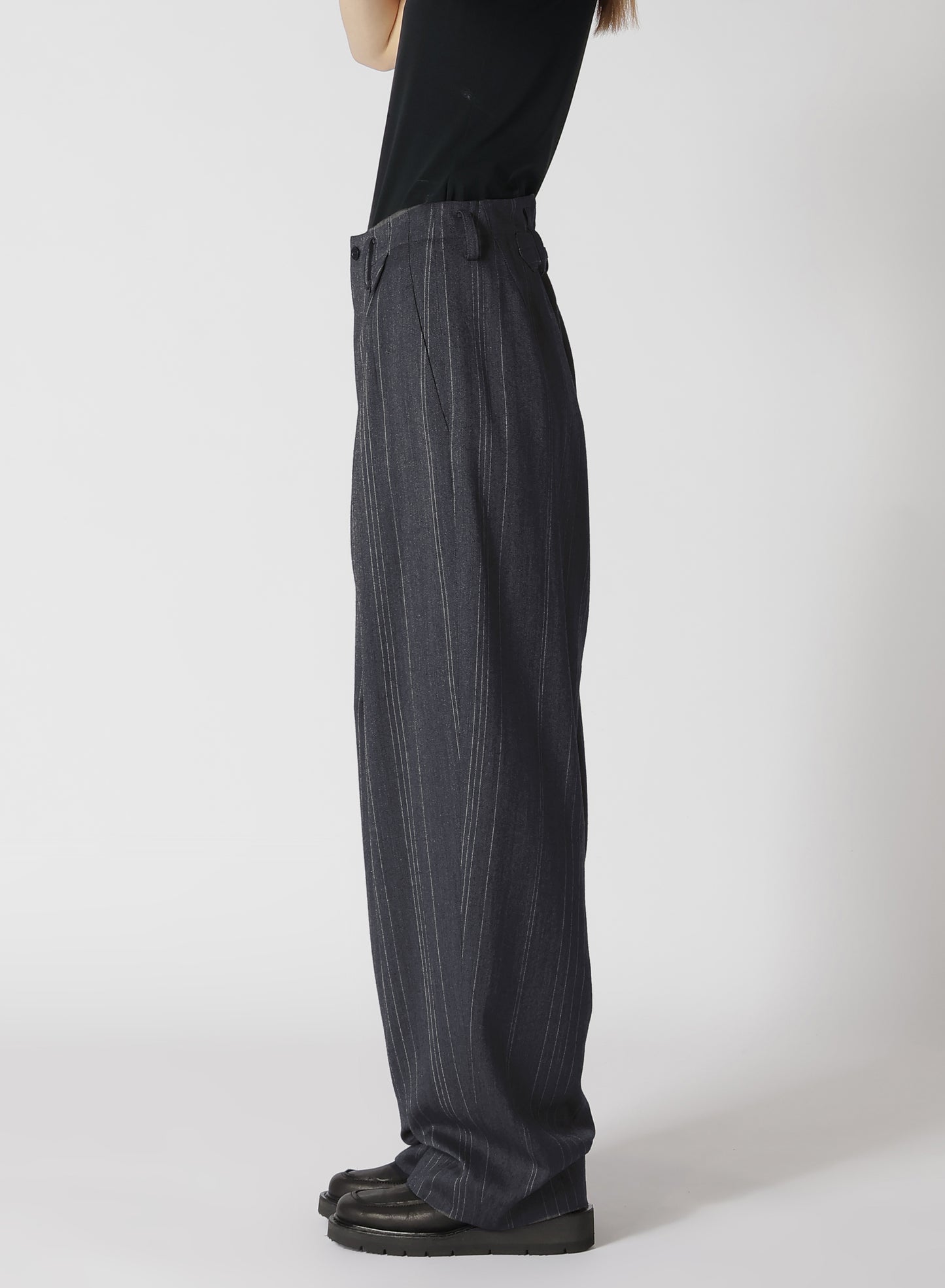 W/RY RANDOM HERRINGBONE DOUBLE TUCK WIDE PANTS