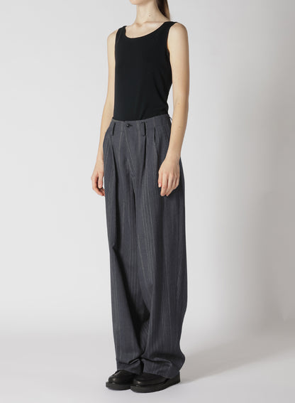 W/RY RANDOM HERRINGBONE DOUBLE TUCK WIDE PANTS