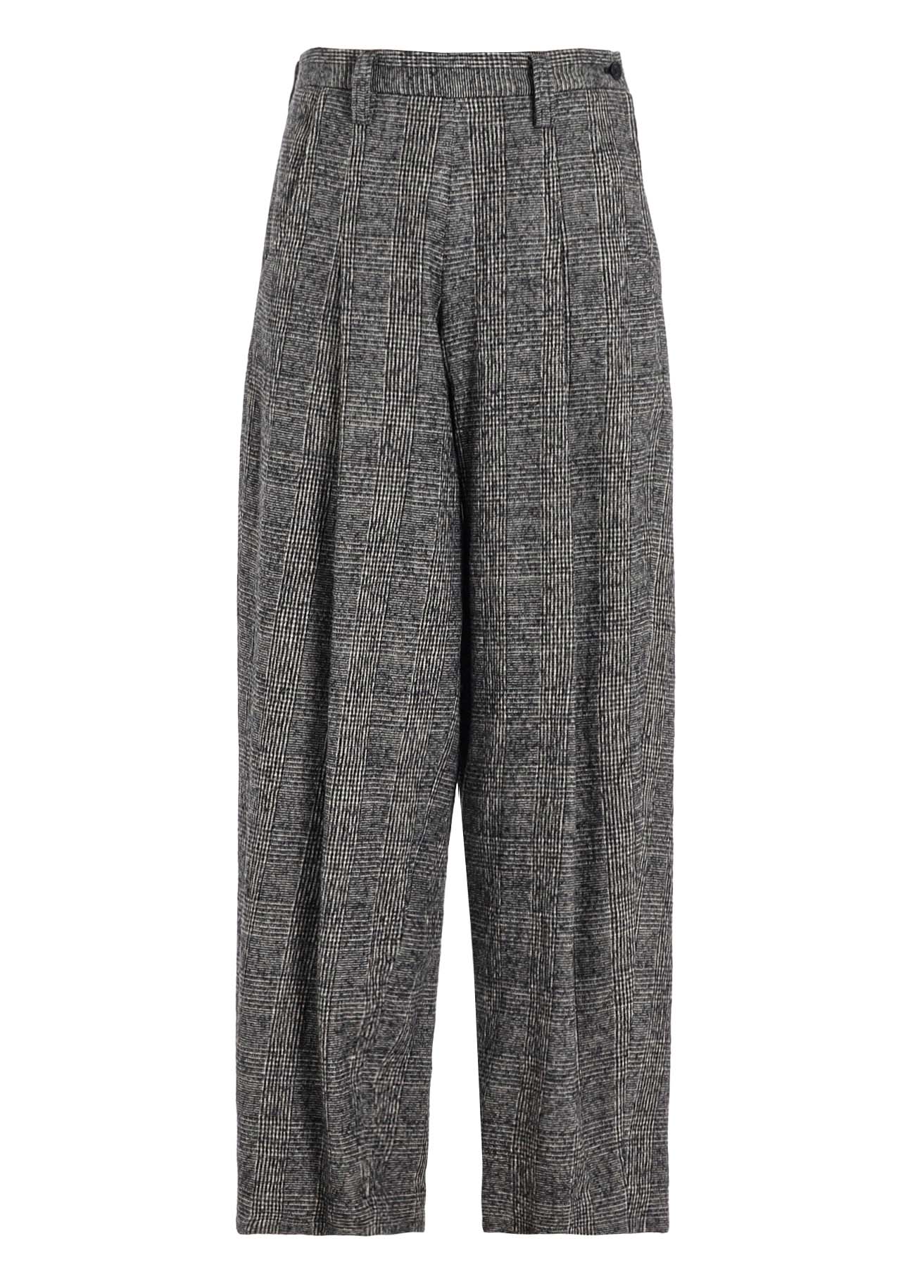 COTTON WOOL GLEN CHECK SIDE OPEN PANTS