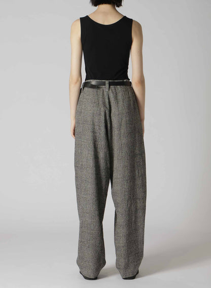 COTTON WOOL GLEN CHECK SIDE OPEN PANTS