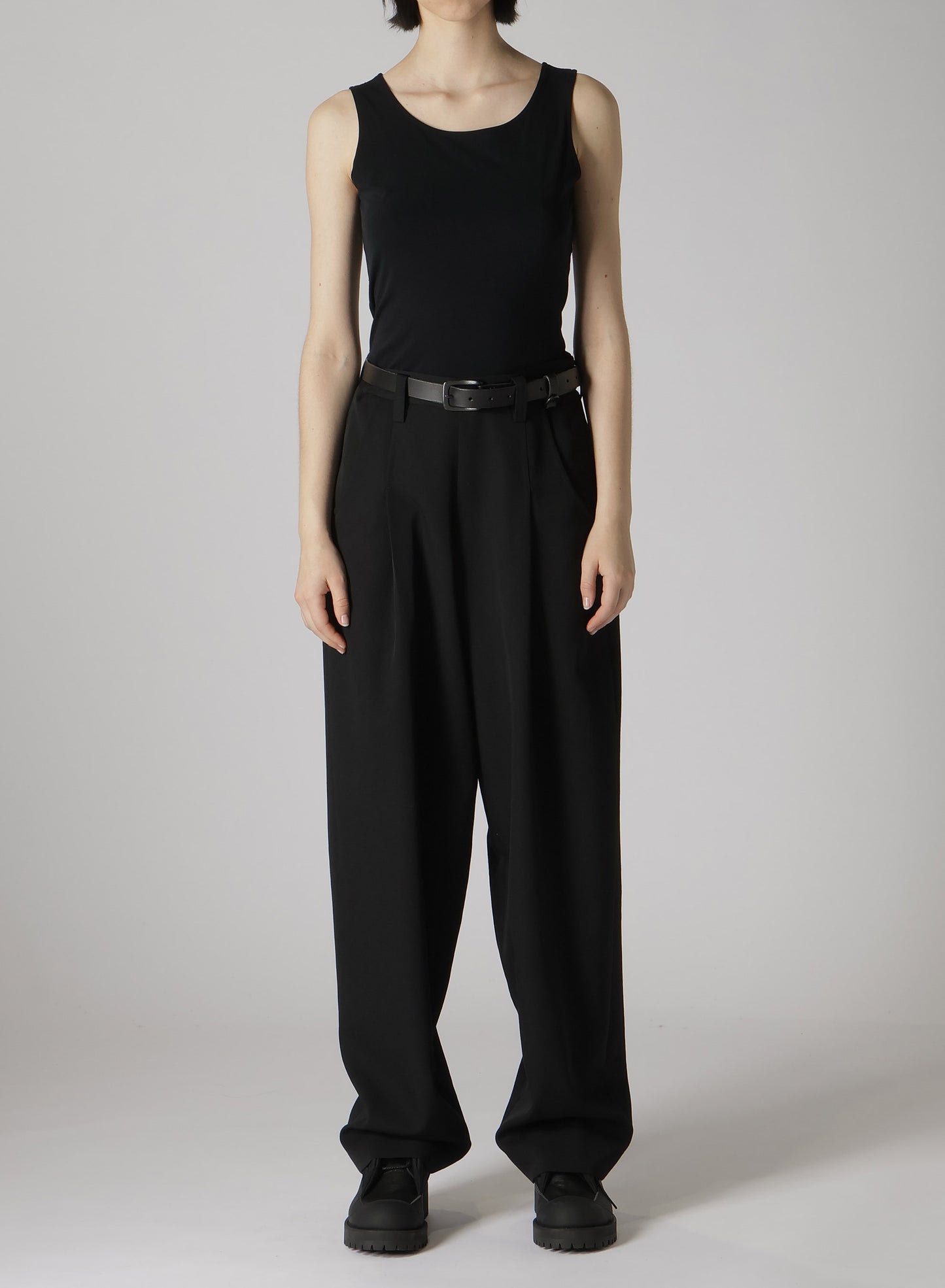 WOOL GABARDINE SIDE OPEN PANTS