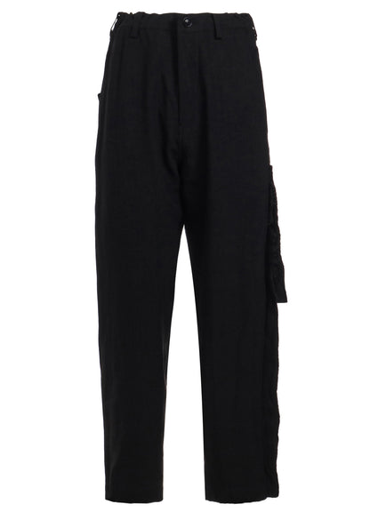 TWILL GARMENT WASH LEFT SIDE LINED PANTS